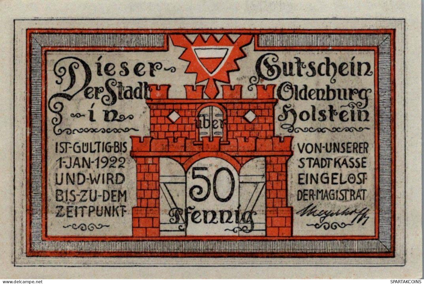 50 PFENNIG 1922 Stadt OLDENBURG IN HOLSTEIN Schleswig-Holstein DEUTSCHLAND #PF845 - Lokale Ausgaben