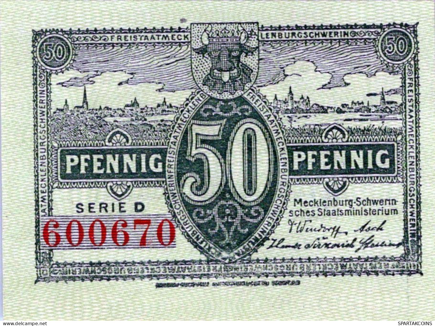 50 PFENNIG 1922 MECKLENBURG-SCHWERIN Mecklenburg-Schwerin DEUTSCHLAND #PI148 - Lokale Ausgaben