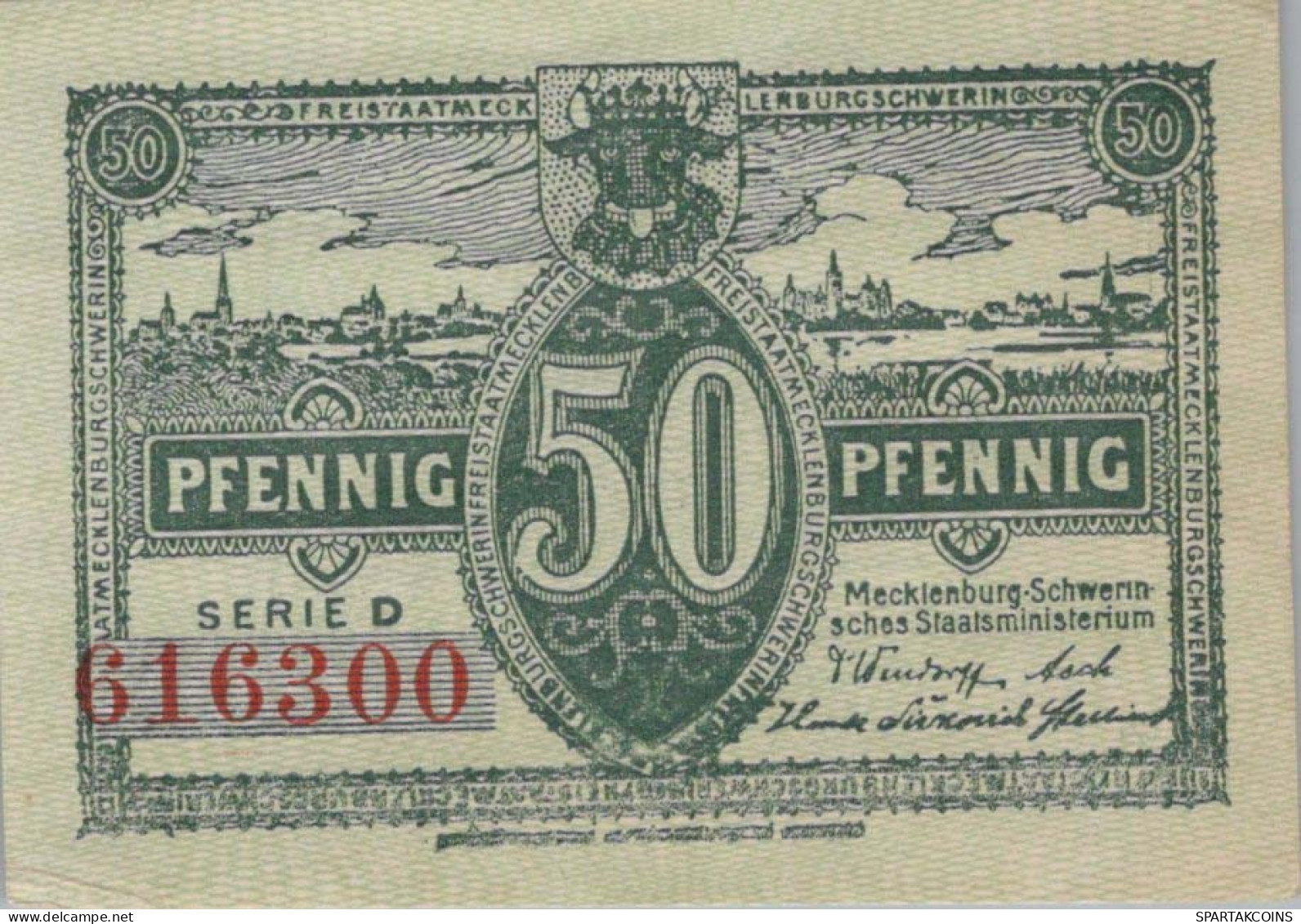 50 PFENNIG 1922 MECKLENBURG-SCHWERIN Mecklenburg-Schwerin DEUTSCHLAND #PF986 - [11] Emissions Locales