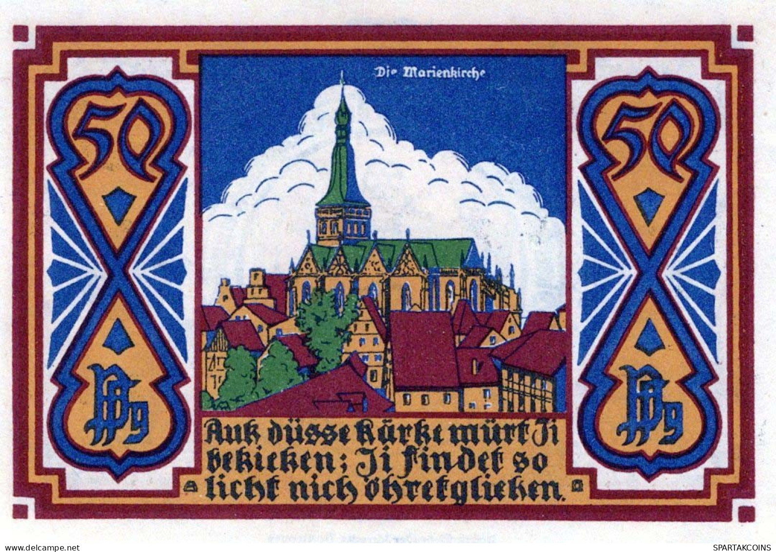 50 PFENNIG 1921-1922 Stadt OSNABRÜCK Hanover UNC DEUTSCHLAND Notgeld #PC290 - [11] Emisiones Locales