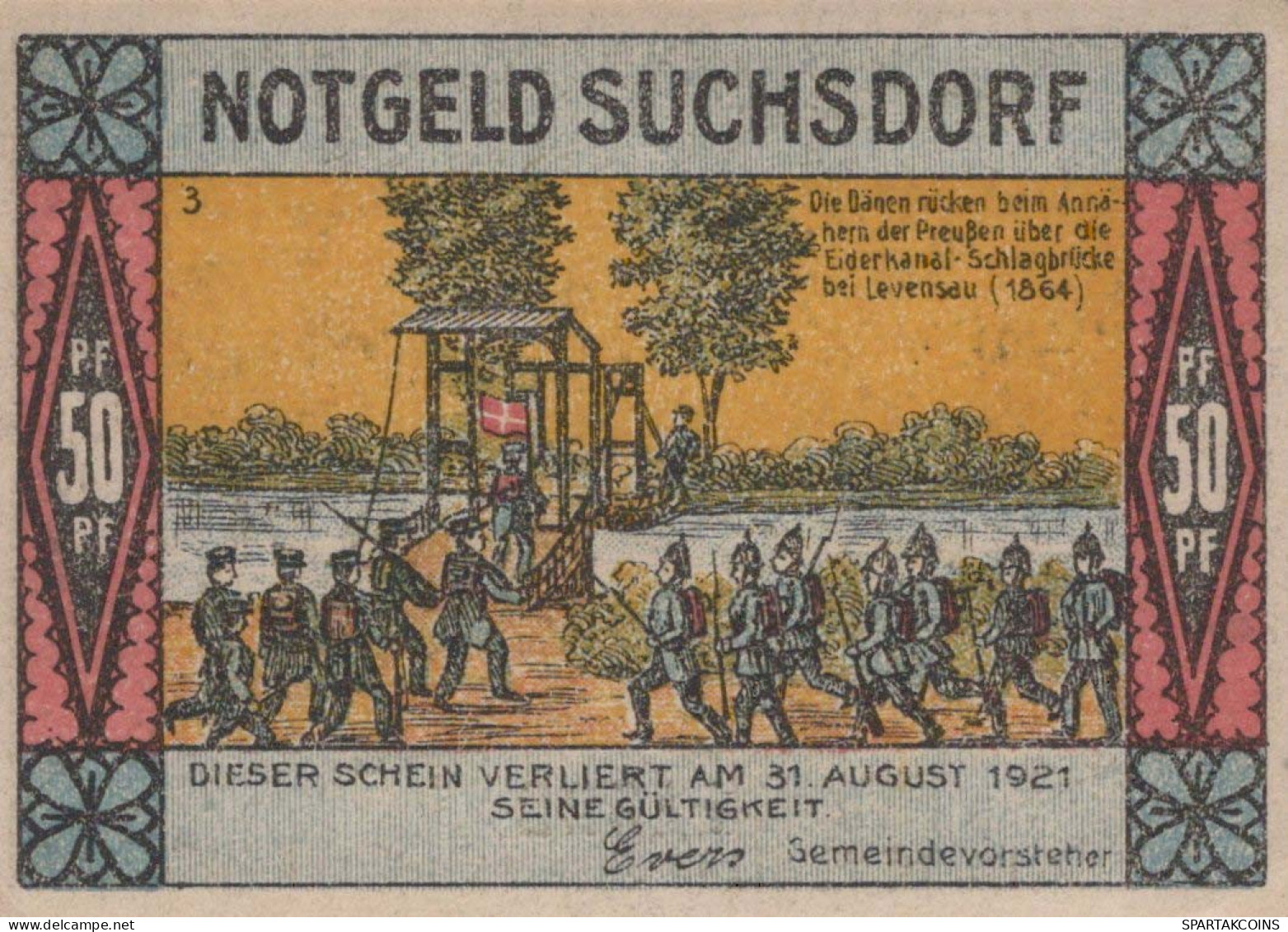 50 PFENNIG 1921 Stadt SUCHSDORF Schleswig-Holstein DEUTSCHLAND Notgeld #PF991 - [11] Local Banknote Issues