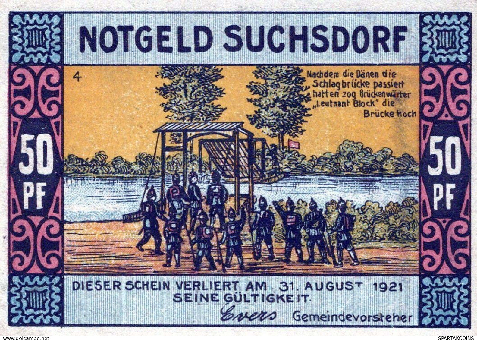 50 PFENNIG 1921 Stadt SUCHSDORF Schleswig-Holstein DEUTSCHLAND Notgeld #PF995 - [11] Local Banknote Issues