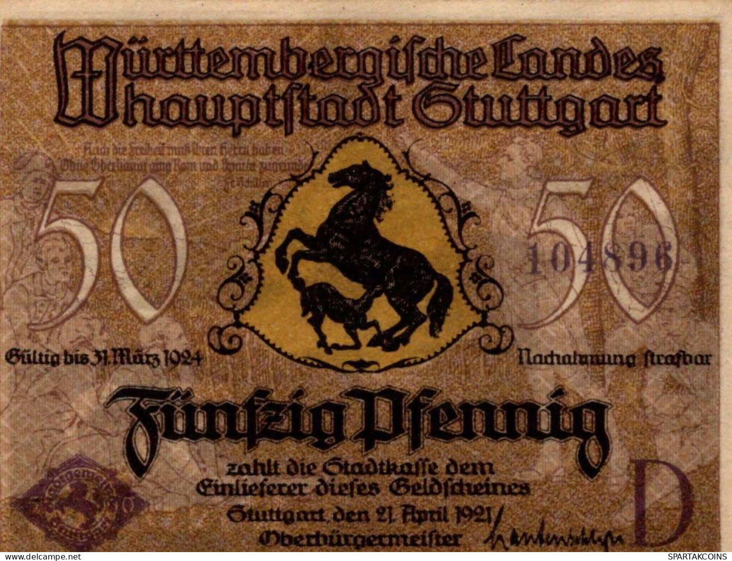 50 PFENNIG 1921 Stadt STUTTGART Württemberg UNC DEUTSCHLAND Notgeld #PC440 - [11] Local Banknote Issues