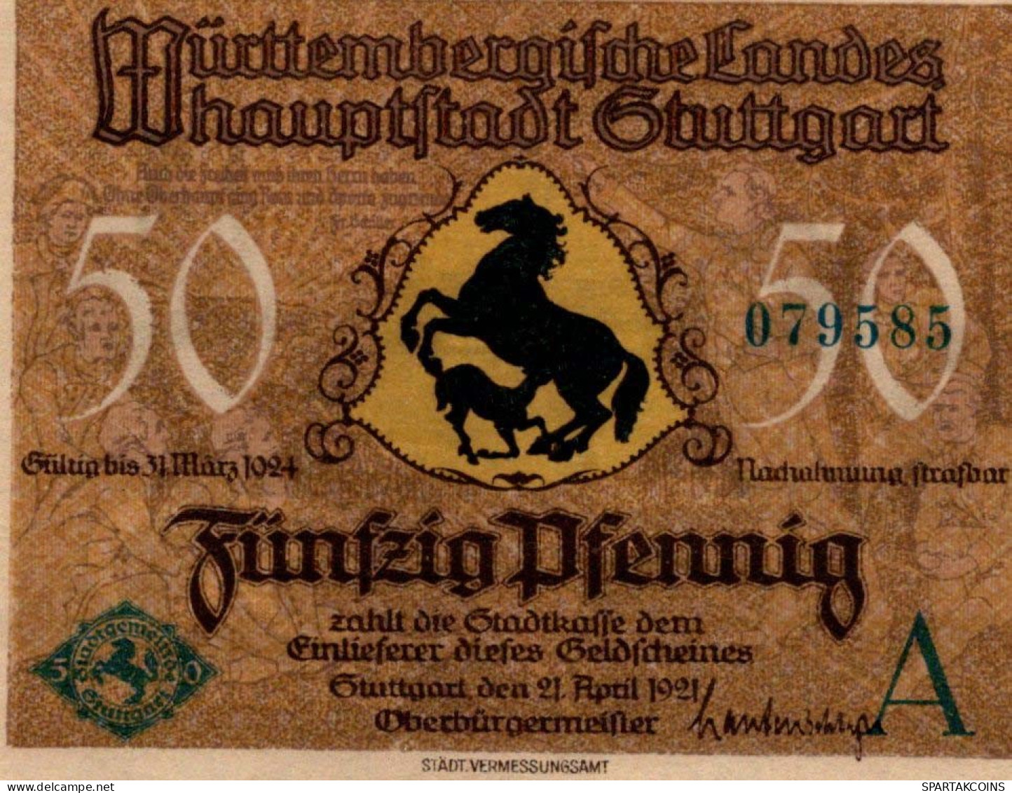 50 PFENNIG 1921 Stadt STUTTGART Württemberg UNC DEUTSCHLAND Notgeld #PC427 - [11] Local Banknote Issues
