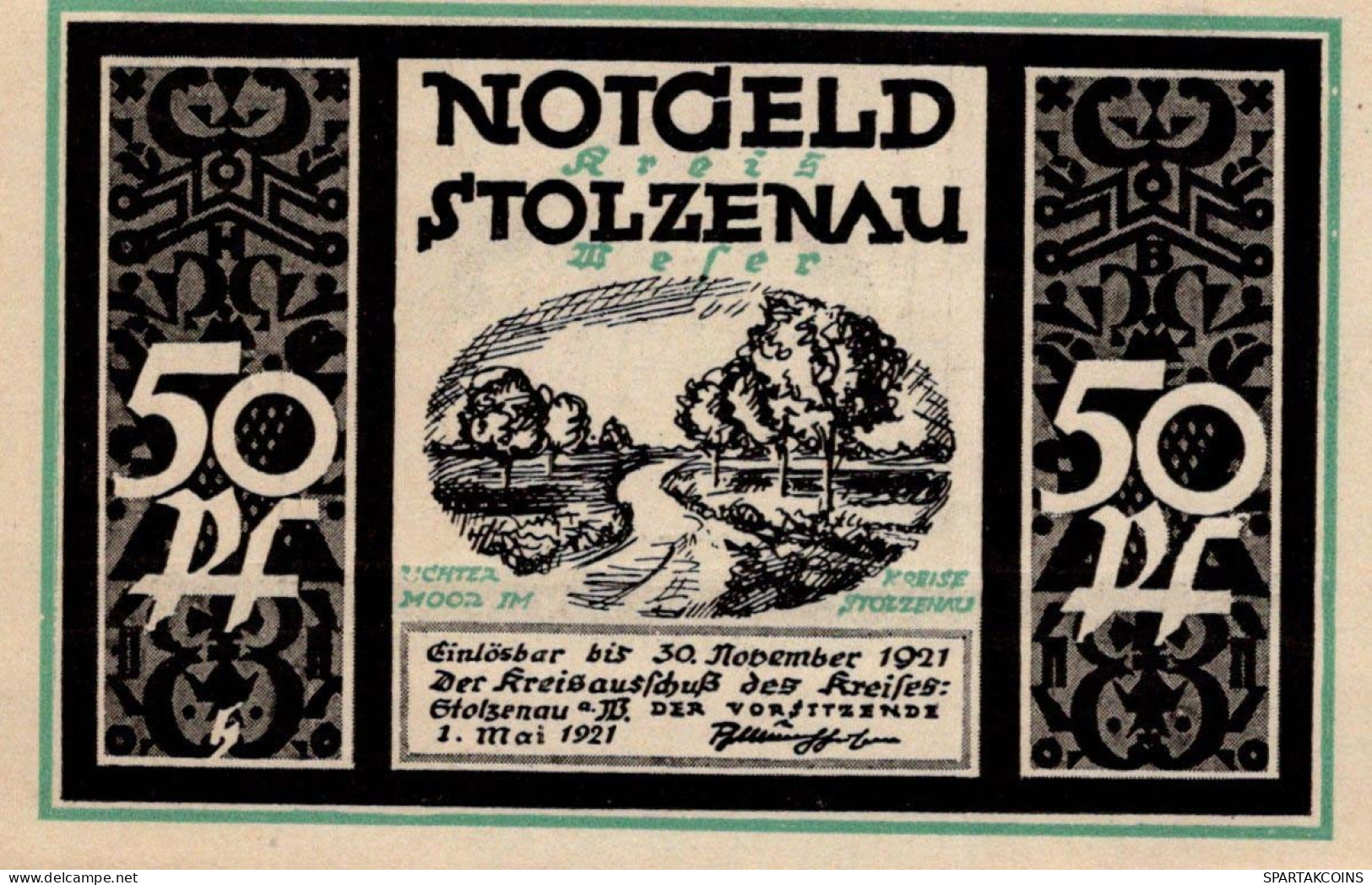 50 PFENNIG 1921 Stadt STOLZENAU Hanover DEUTSCHLAND Notgeld Banknote #PJ079 - [11] Local Banknote Issues