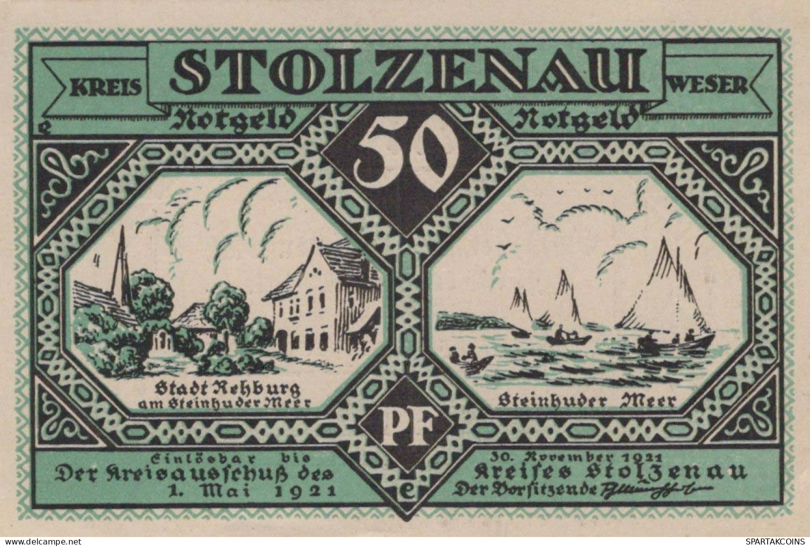 50 PFENNIG 1921 Stadt STOLZENAU Hanover DEUTSCHLAND Notgeld Banknote #PJ080 - [11] Local Banknote Issues