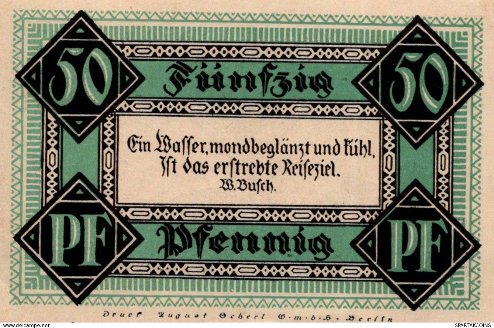50 PFENNIG 1921 Stadt STOLZENAU Hanover DEUTSCHLAND Notgeld Banknote #PJ080 - Lokale Ausgaben