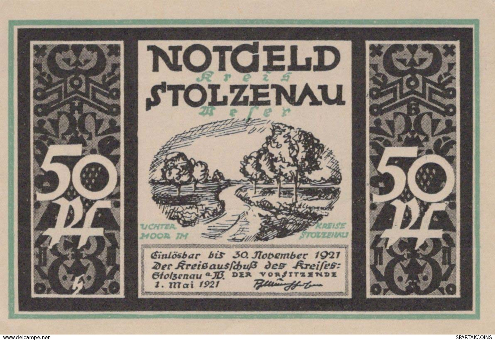 50 PFENNIG 1921 Stadt STOLZENAU Hanover DEUTSCHLAND Notgeld Banknote #PJ078 - [11] Local Banknote Issues