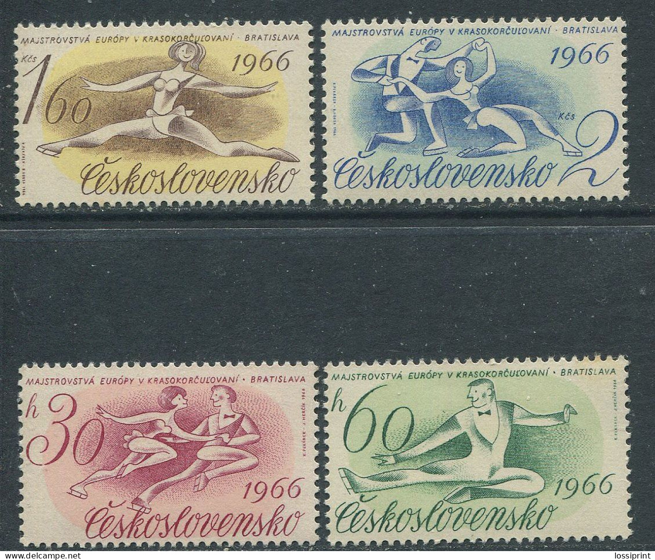 Czechslovakia:Czechoslovakia:Unused Stamps Serie Figure Skating European Championships In Bratislava 1966, MNH - Patinage Artistique