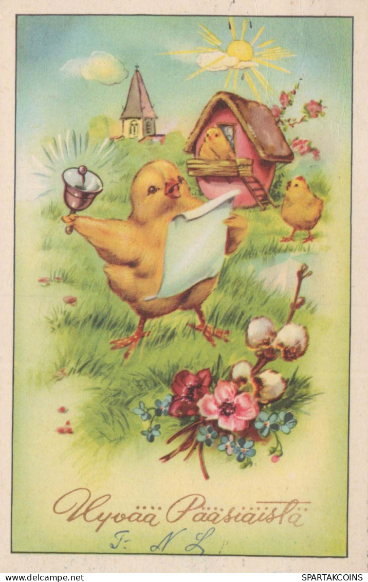 OSTERN HUHN EI Vintage Ansichtskarte Postkarte CPA #PKE087.DE - Pascua