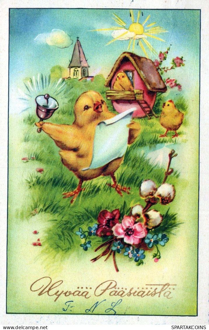 OSTERN HUHN EI Vintage Ansichtskarte Postkarte CPA #PKE087.DE - Pascua