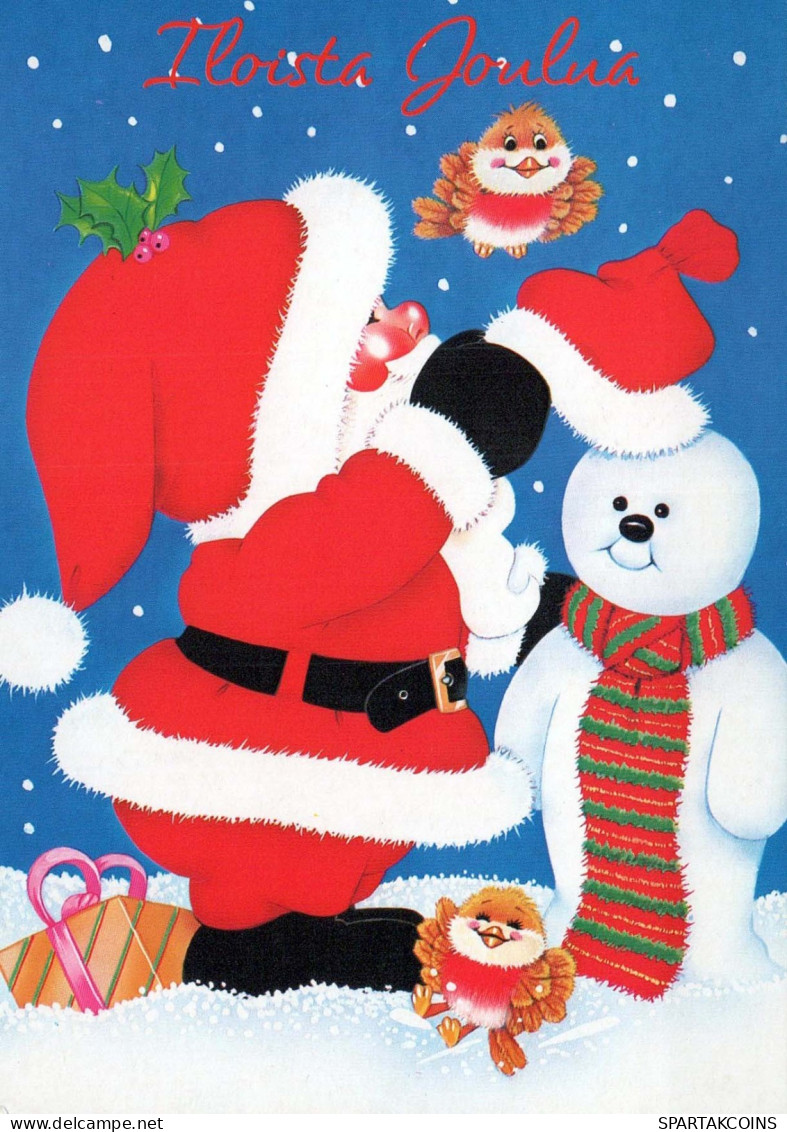 WEIHNACHTSMANN SANTA CLAUS Neujahr Weihnachten SCHNEEMANN Vintage Ansichtskarte Postkarte CPSM #PAU375.DE - Santa Claus