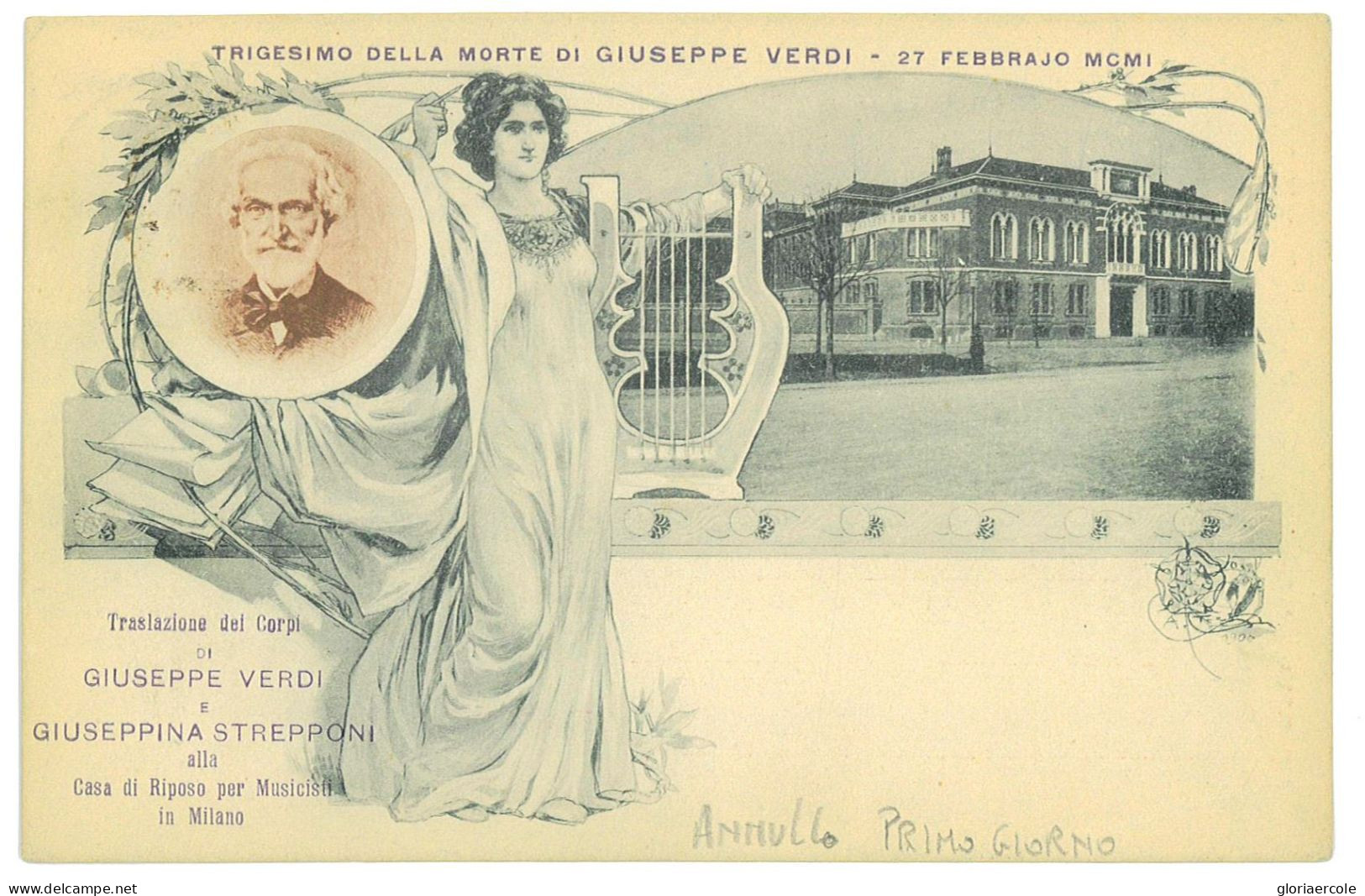 P3080 - SPECIAL POST CARD FOR VERDI’S 3RD ANNIVERSARY 27.02.1901 - Music And Musicians