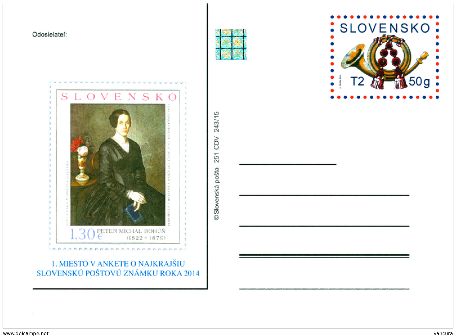 CDV 251 Slovakia 2014 Best Slovak Stamp Issued In 2015 - Modernos