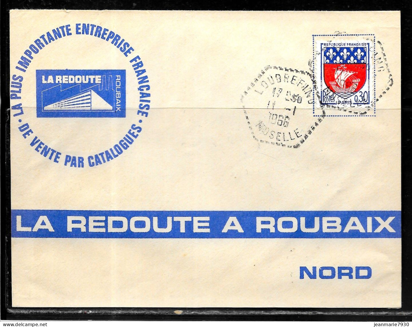 K160 - BLASON PARIS SUR LETTRE DE LOUDREFING DU 11/01/66 - LA REDOUTE - 1961-....