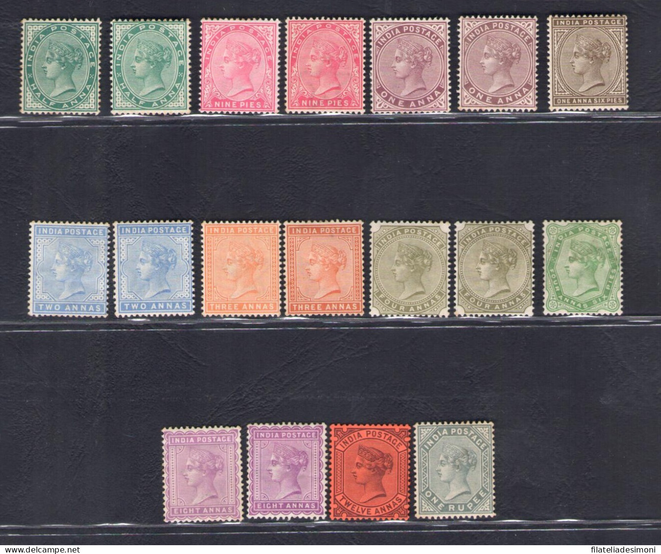 1882-90 India - Stanley Gibbson N. 84/101 - Effige Vittoria - 18 Valori - MH* - Sonstige & Ohne Zuordnung