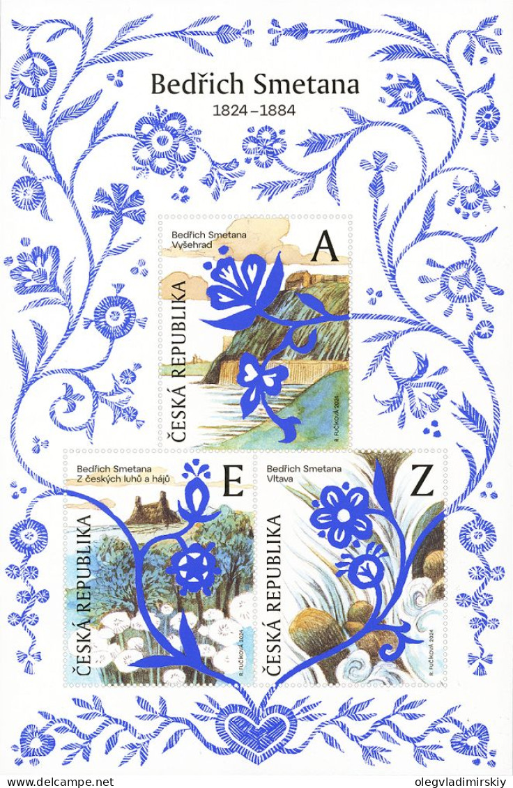 Czech Tschechien Tchèque 2024 Bedrich Smetana Composer My Country Cycle Set Of 3 Stamps In Block MNH - Blocks & Kleinbögen