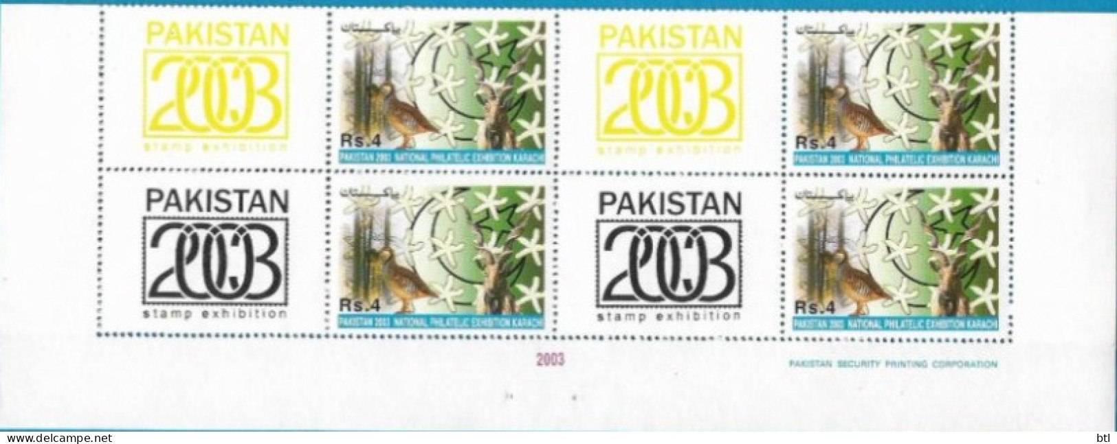 Pakistan : Pakistan National Bird "Chakor" And Animal "Markhor" Imprint & Year Print B.O.4 - Pakistan
