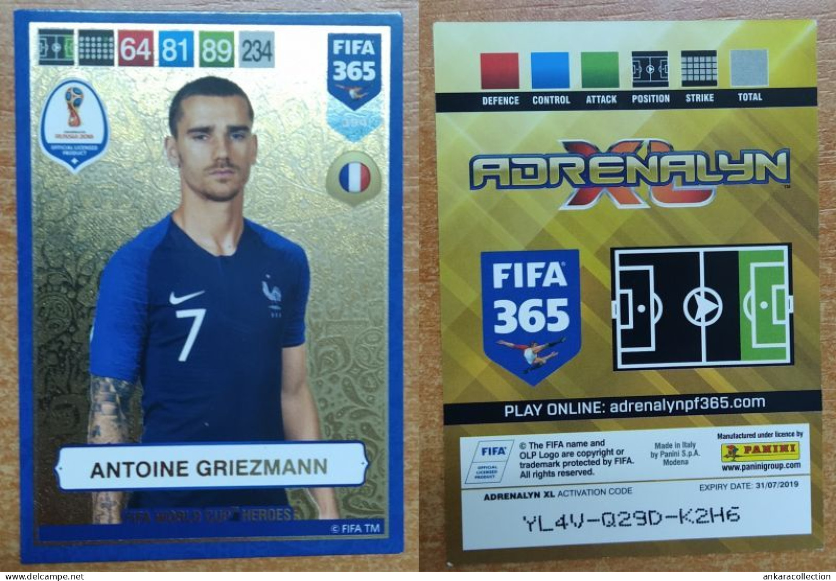 AC - 394 ANTOINE GRIEZMANN  FIFA WORLD CUP HEROES  RUSSIA 2018  PANINI FIFA 365 2019 ADRENALYN TRADING CARD - Trading Cards