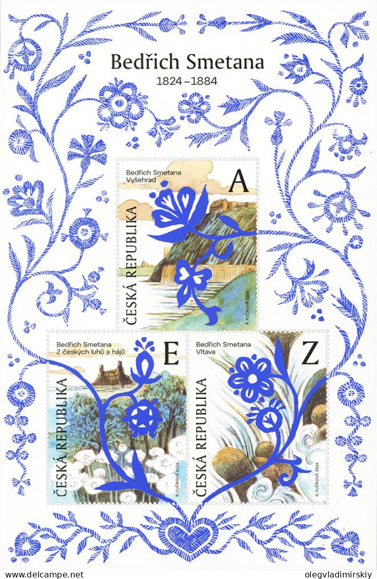 Czech Tschechien Tchèque 2024 Bedrich Smetana Composer My Country Cycle Set Of 3 Stamps In Block MNH - Moderne