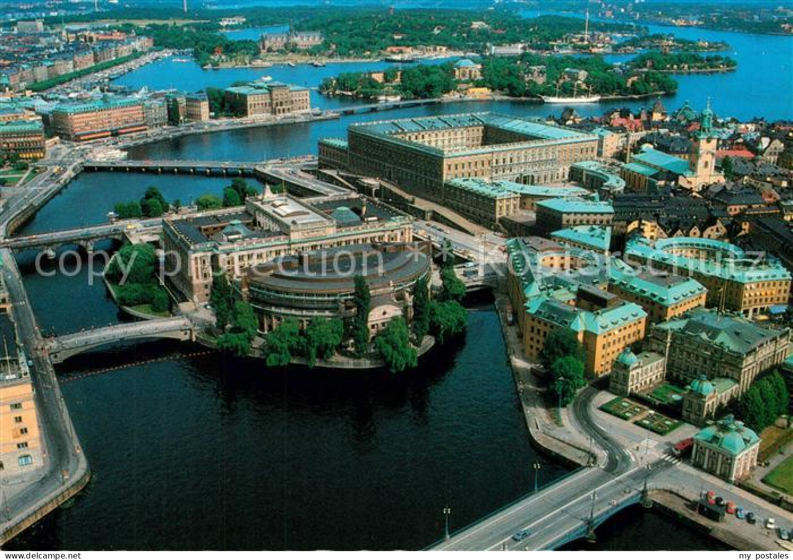 73228790 Stockholm Reichtagsgebaeude Koenigliches Schloss Domkirche Fliegeraufna - Sweden