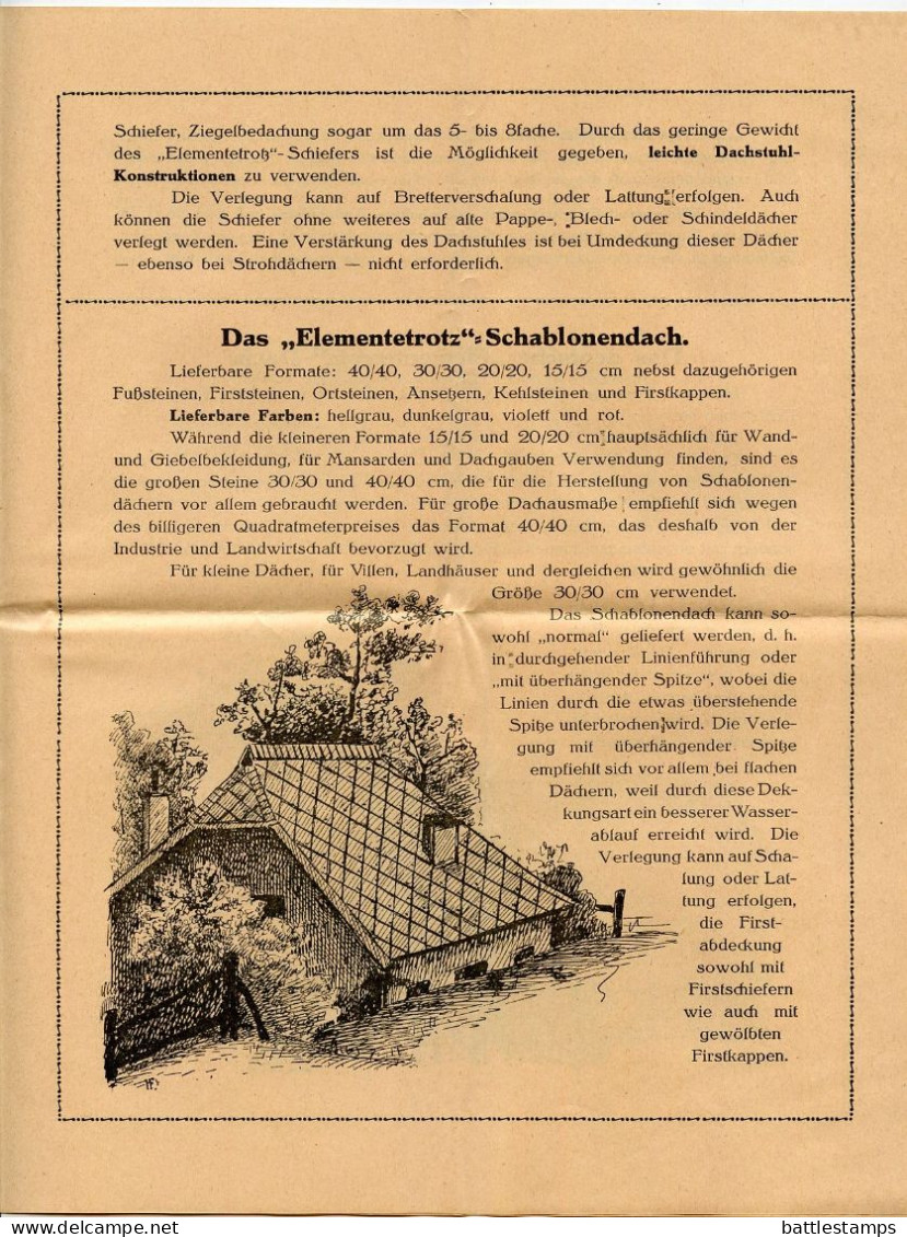 Germany 1928 Cover & Ad for Asbestos Panels; Hamburg - W. Au & Co, Kommandit - Gesellschaft; 5pf Friedrich von Schiller