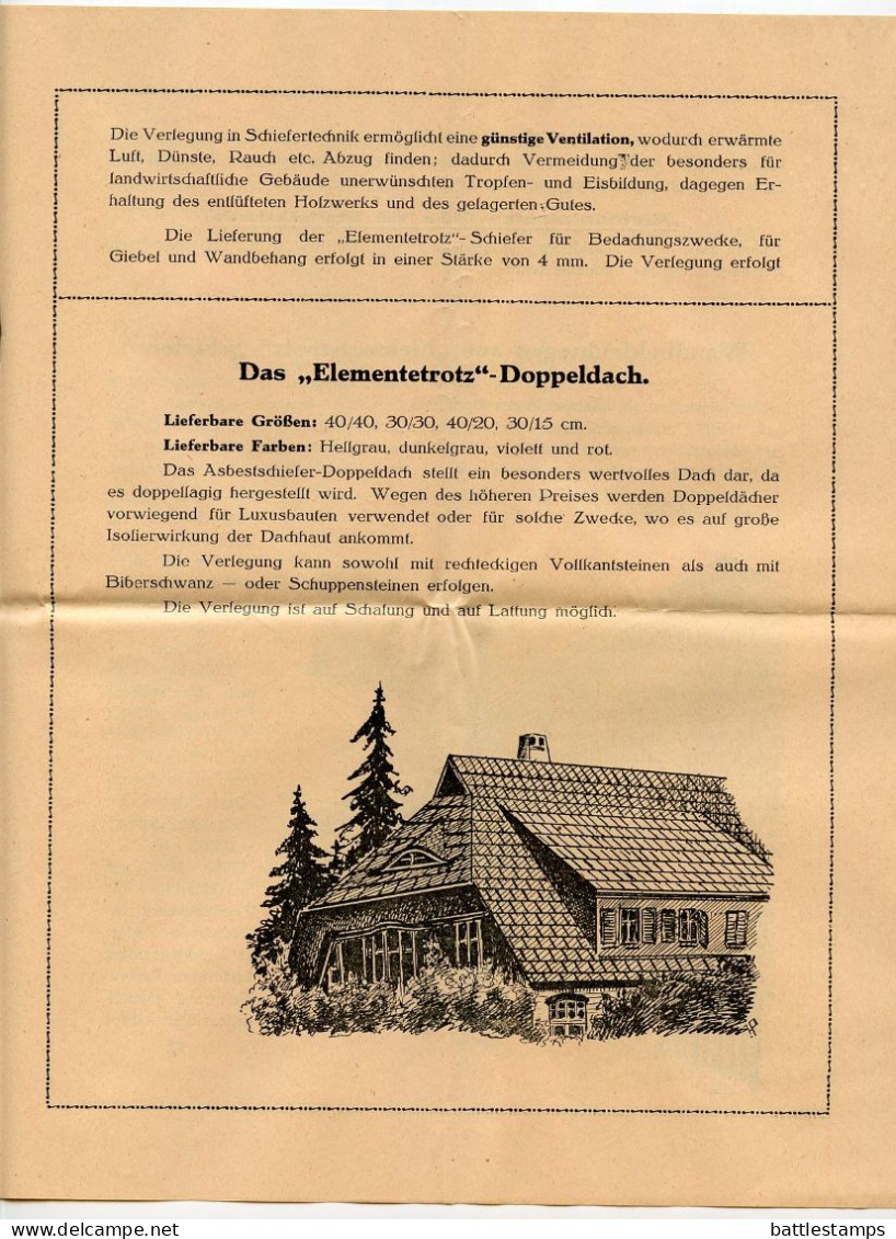 Germany 1928 Cover & Ad for Asbestos Panels; Hamburg - W. Au & Co, Kommandit - Gesellschaft; 5pf Friedrich von Schiller