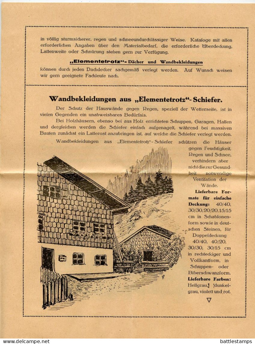 Germany 1928 Cover & Ad for Asbestos Panels; Hamburg - W. Au & Co, Kommandit - Gesellschaft; 5pf Friedrich von Schiller