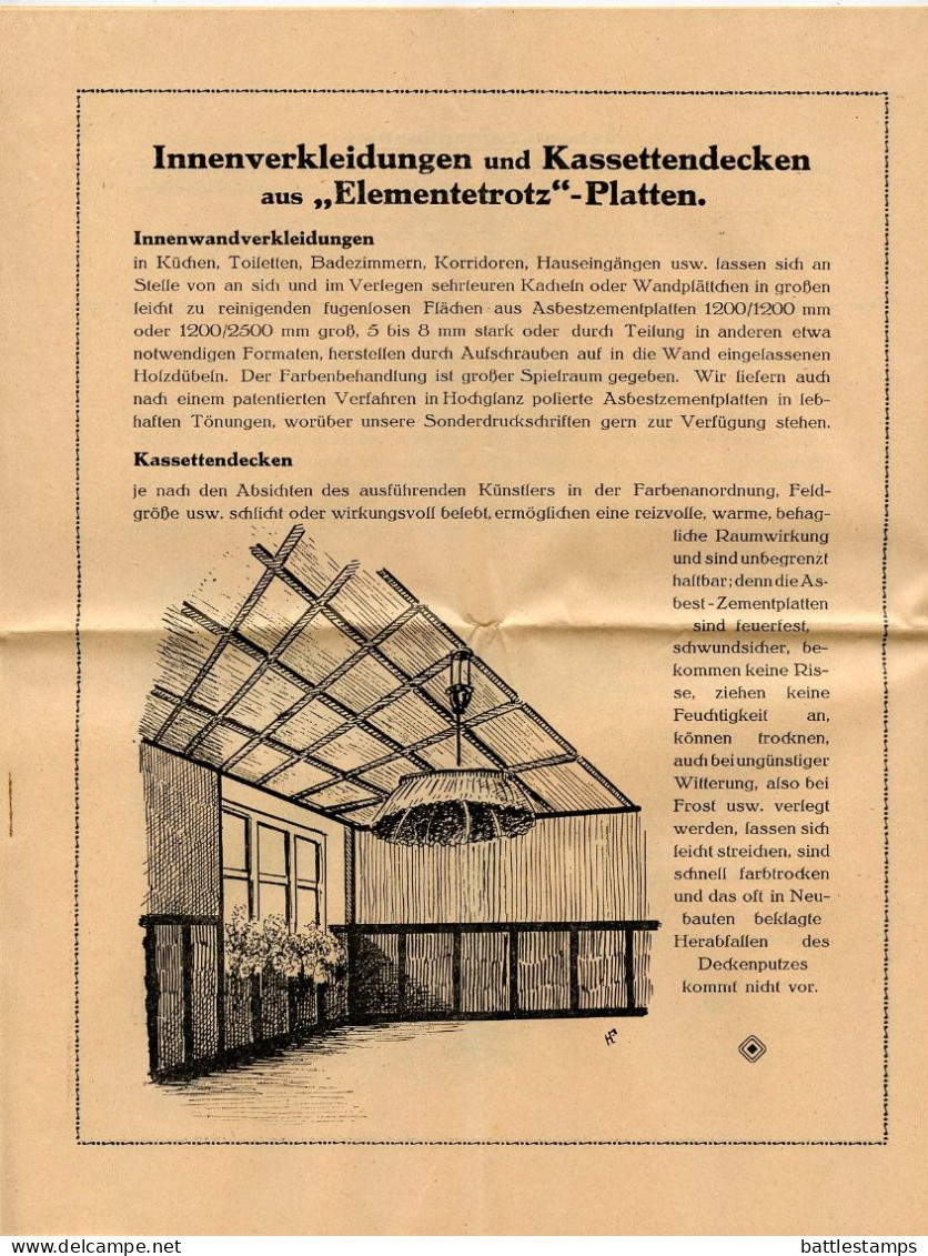 Germany 1928 Cover & Ad for Asbestos Panels; Hamburg - W. Au & Co, Kommandit - Gesellschaft; 5pf Friedrich von Schiller