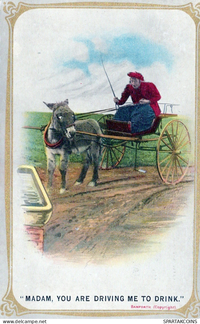 ÂNE Animaux Vintage Antique CPA Carte Postale #PAA286.FR - Ezels