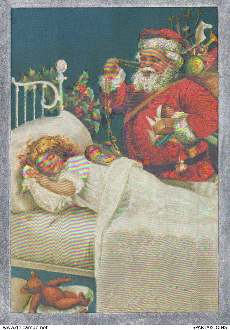 PÈRE NOËL Bonne Année Noël LENTICULAR 3D Vintage Carte Postale CPSM #PAZ071.FR - Santa Claus