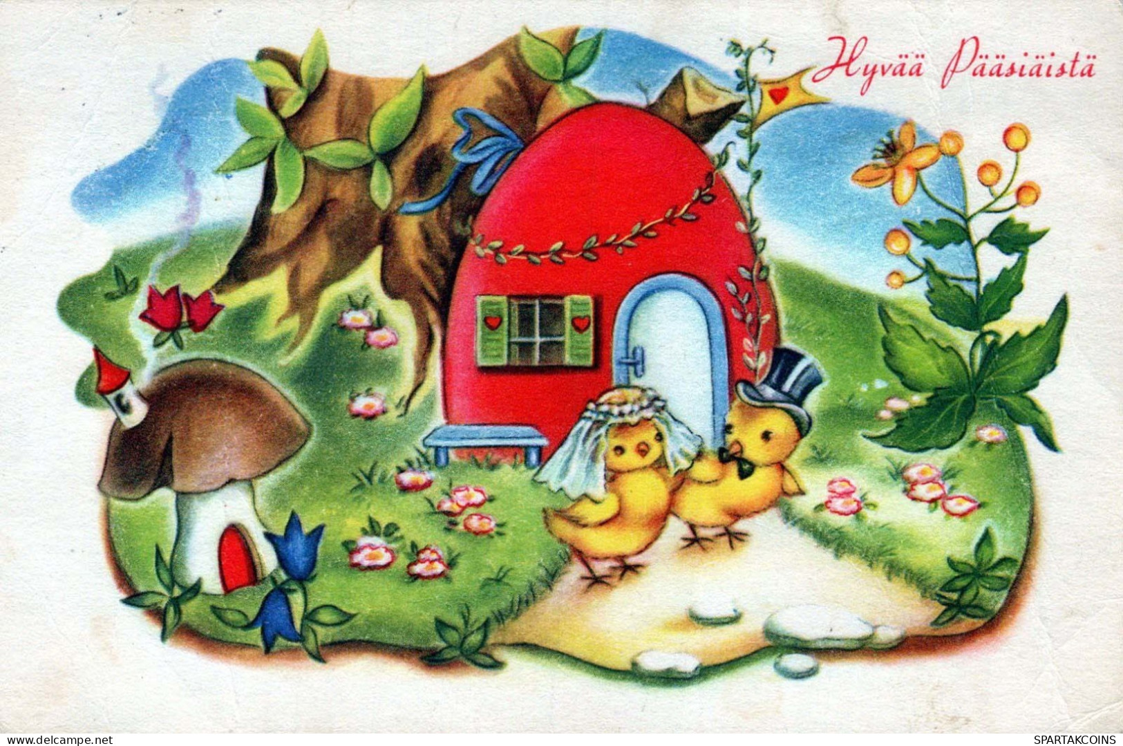 PASQUA POLLO UOVO Vintage Cartolina CPA #PKE405.IT - Easter