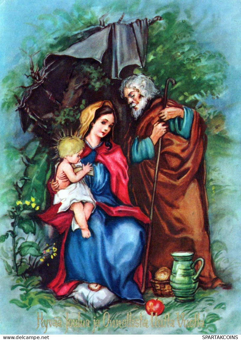 Vergine Maria Madonna Gesù Bambino Natale Religione Vintage Cartolina CPSM #PBB937.IT - Maagd Maria En Madonnas