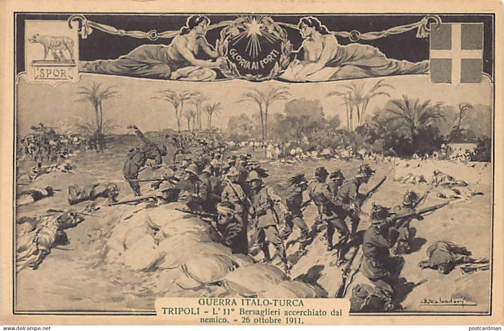 Libya - Italo-Turkish War - Tripoli - The 11th Bersaglieri Surrounded By The Enemy - 26 October 1911 - Libia