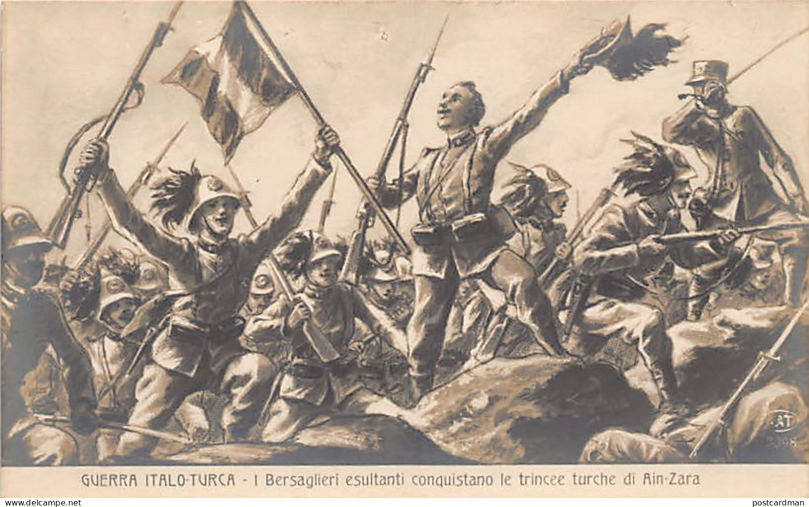 Libya - Italo-Turkish War - The Jubilant Bersaglieri Conquer The Turkish Trenches Of Ain Zara - Libia