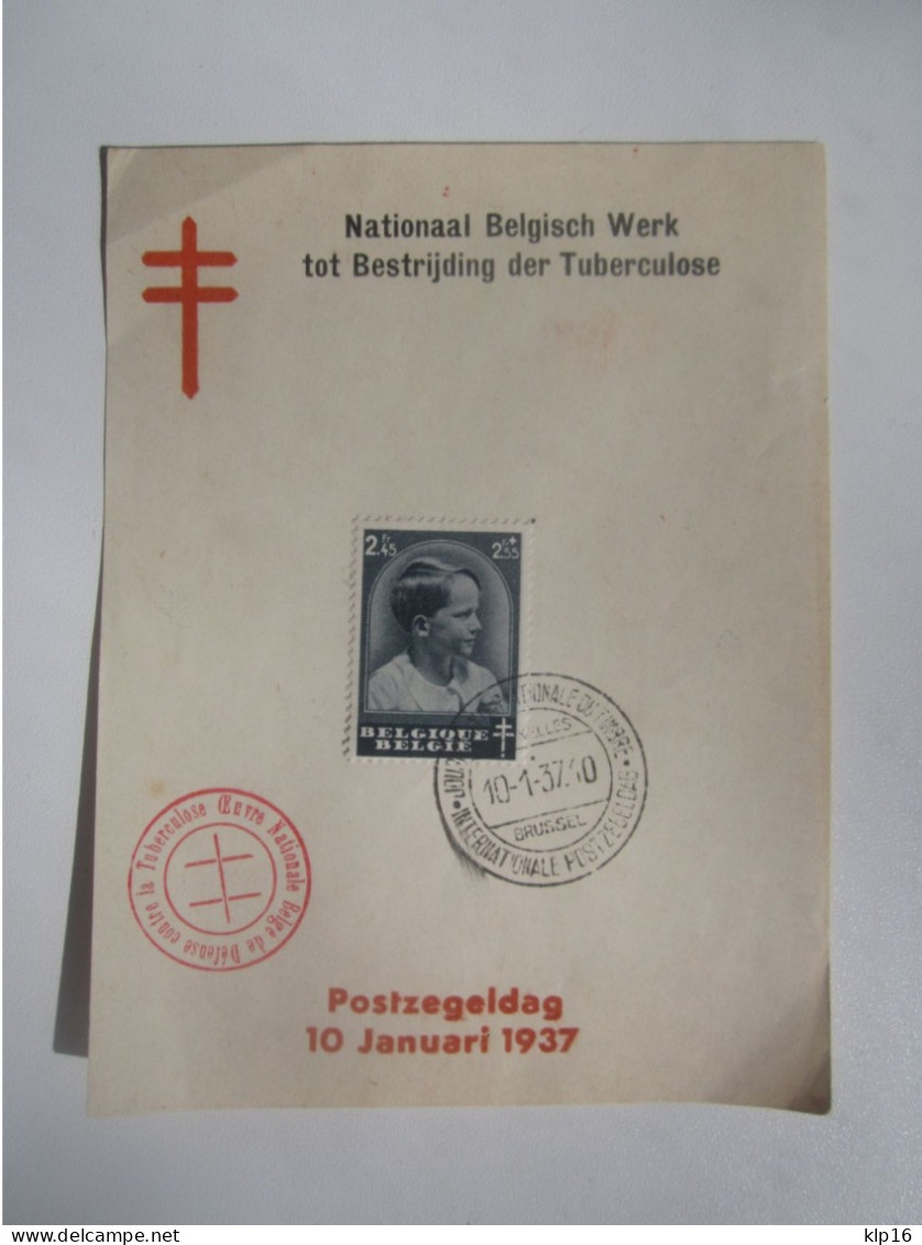 1937 BELGIUM TUBERCULOSE - Andere & Zonder Classificatie