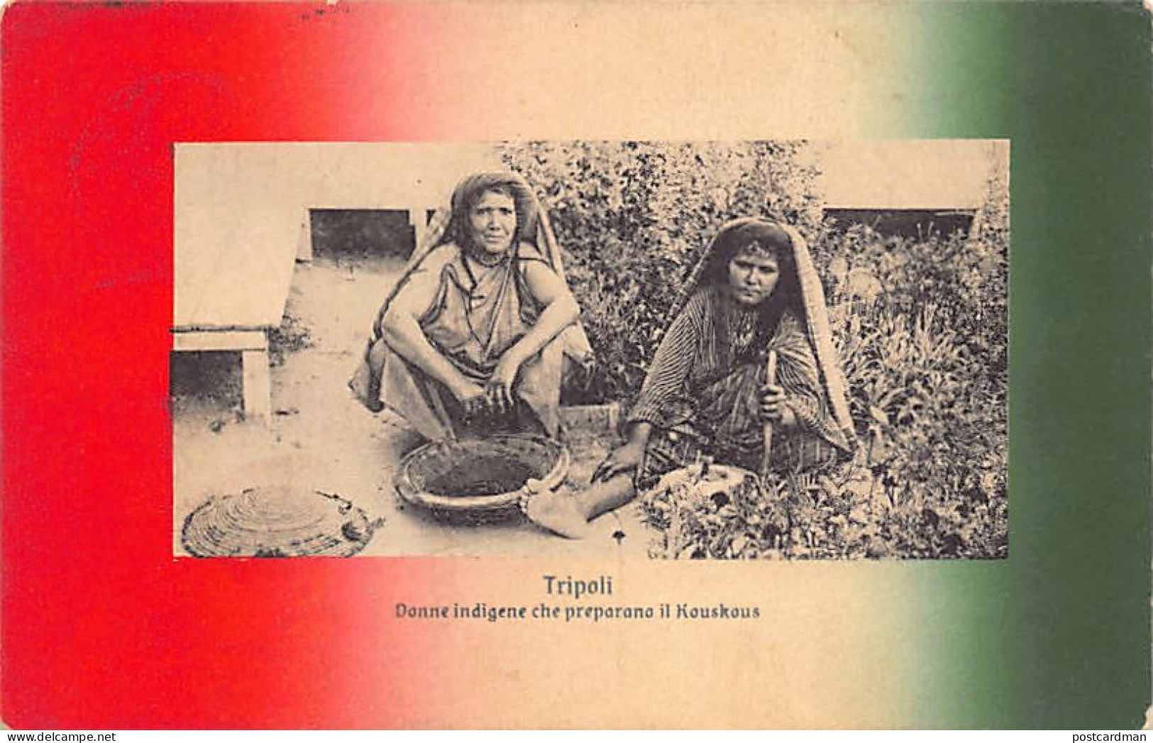 Libya - TRIPOLI - Native Women Preparing Couscous - Libya