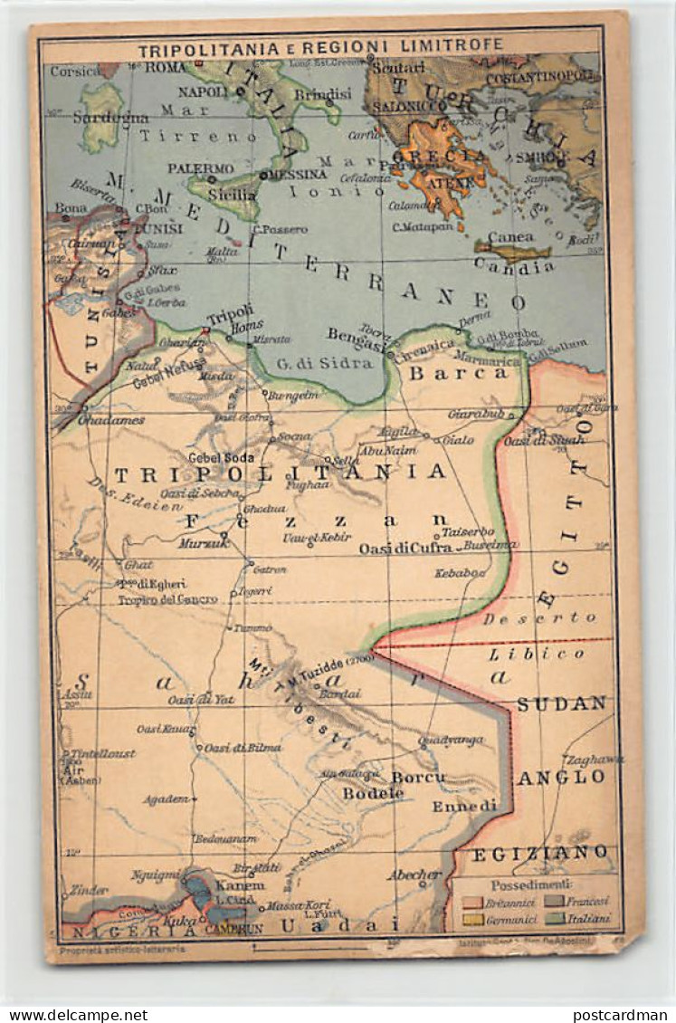 Libya - Map Of Tripolitania And Fezzan - LOWER RIGHT CORNER DAMMAGED See Scans For Condition - Libyen