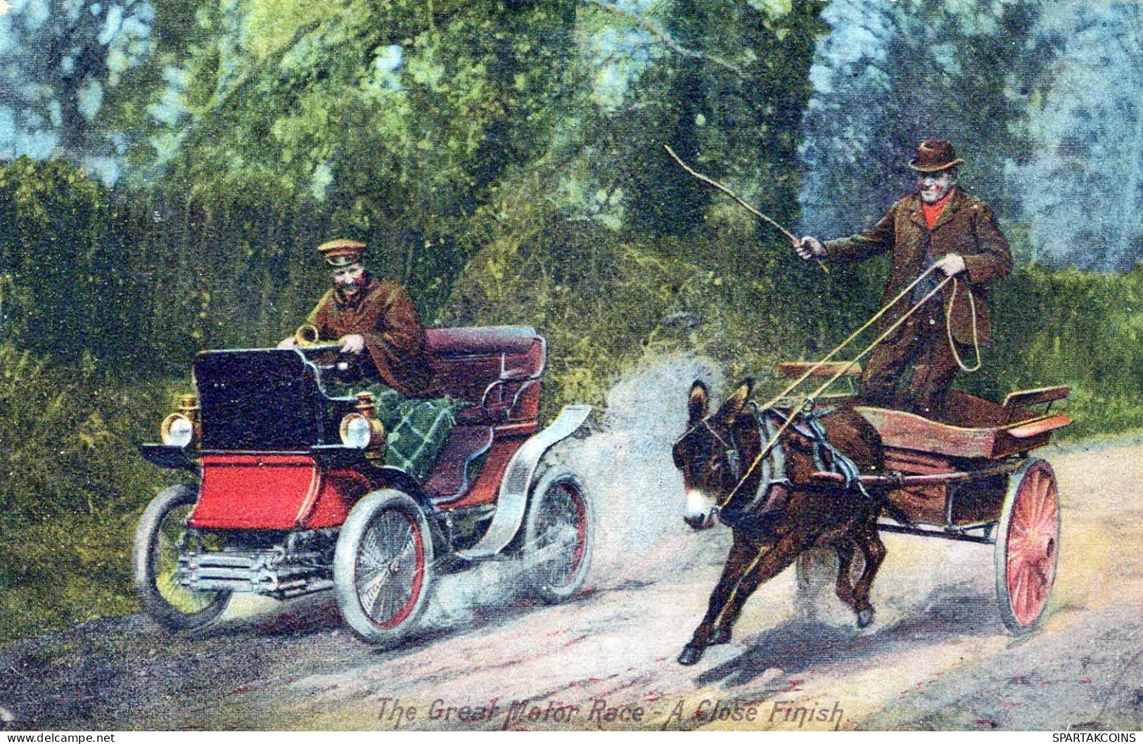 1907 ASINO Animale Car Auto Vintage CPA Cartolina #PAA116.IT - Donkeys