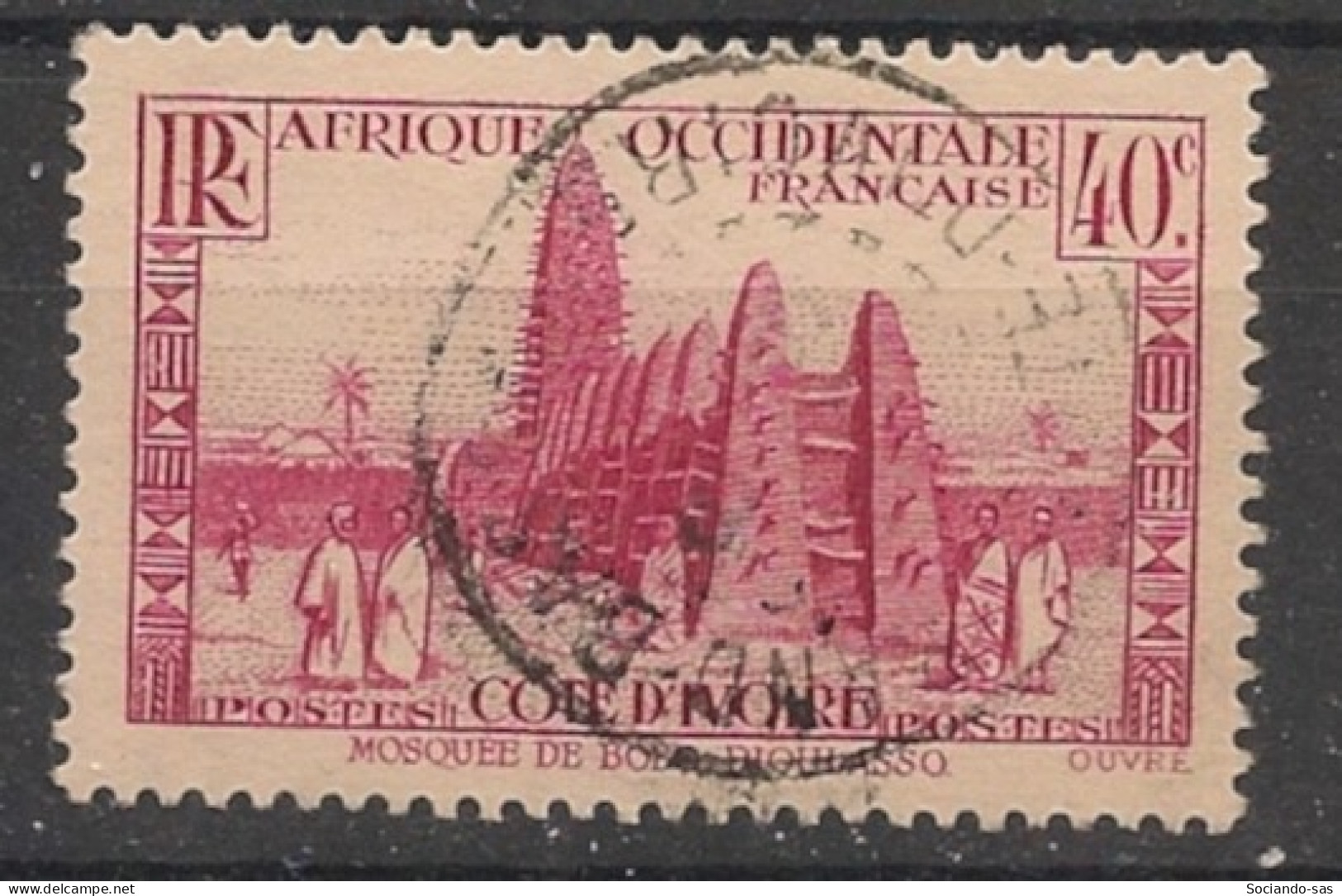 COTE D'IVOIRE - 1936-38 - N°YT. 118 - Mosquée 40c Rose - Oblitéré / Used - Used Stamps