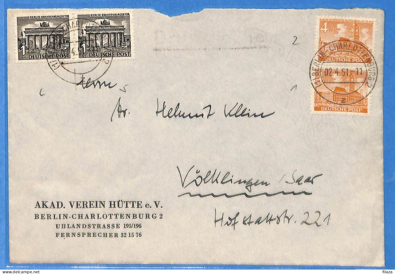 Berlin West 1951 - Lettre De Berlin - G33084 - Cartas & Documentos