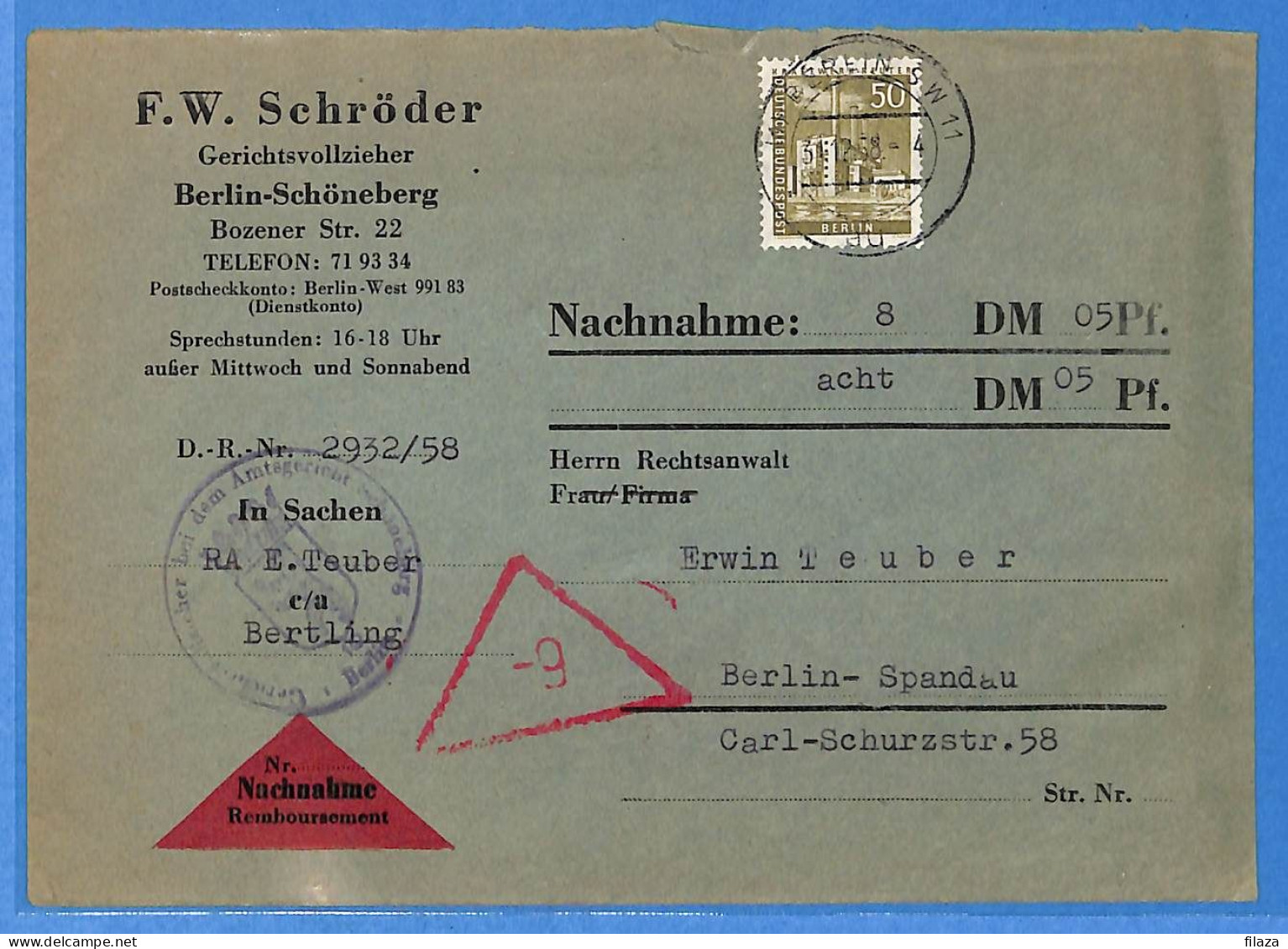 Berlin West 1958 - Lettre De Berlin - G33086 - Briefe U. Dokumente