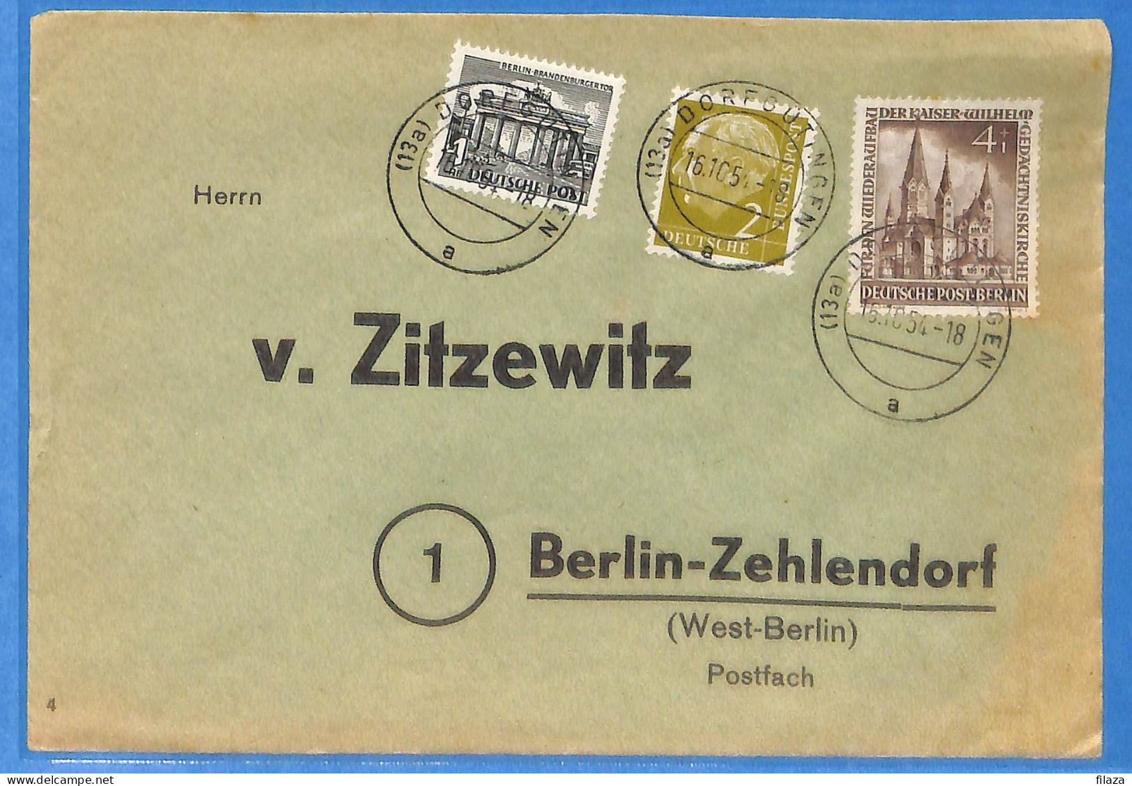 Berlin West 1954 - Lettre De Dorfoutingen - G33068 - Storia Postale
