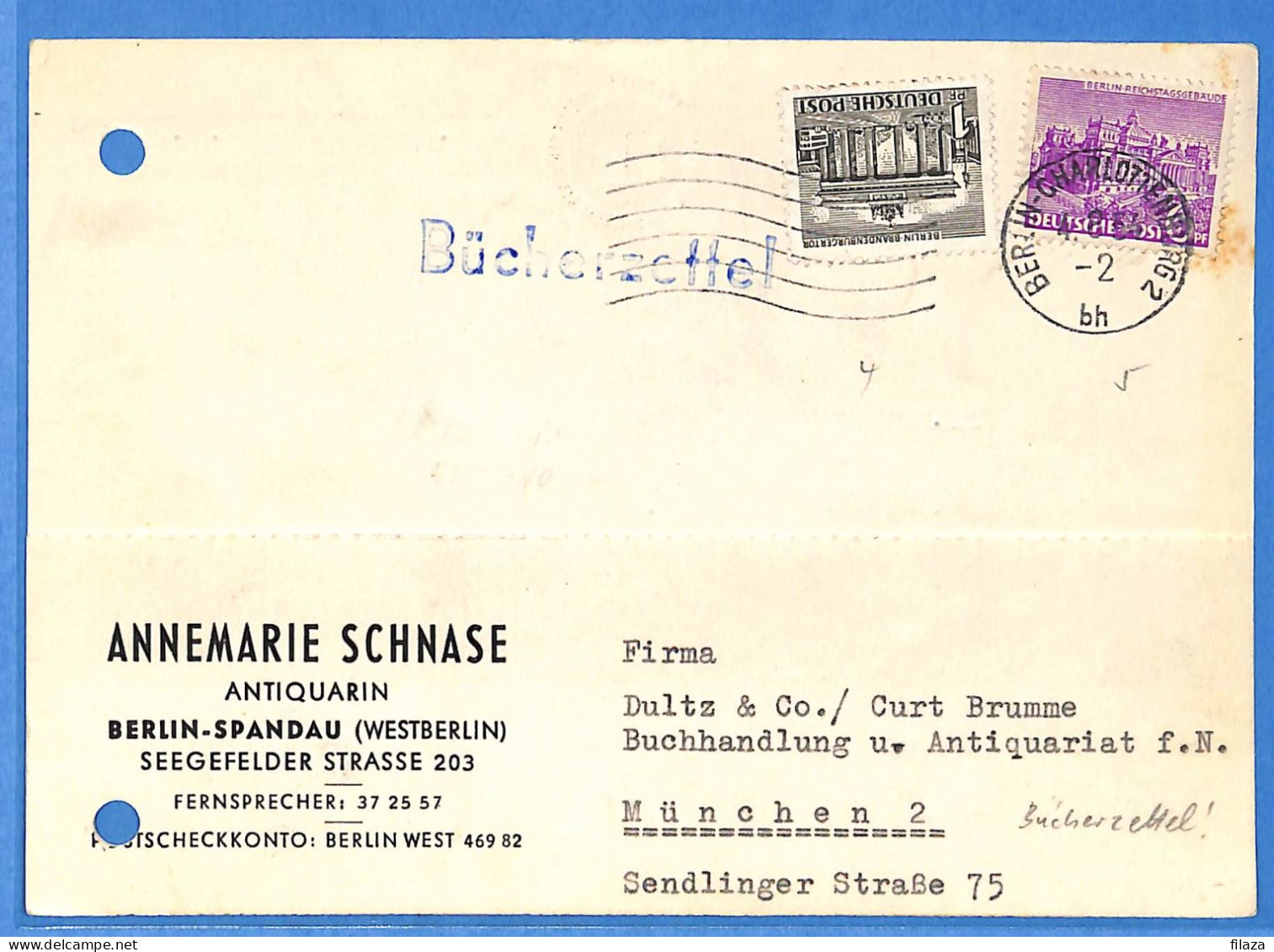 Berlin West 1954 - Carte Postale De Berlin - G33030 - Briefe U. Dokumente