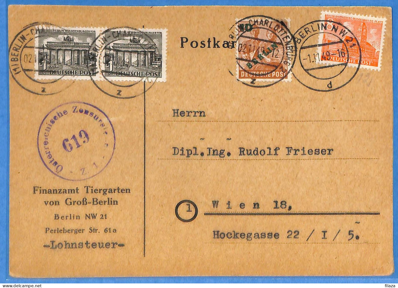 Berlin West 1949 - Carte Postale De Berlin - G33035 - Brieven En Documenten