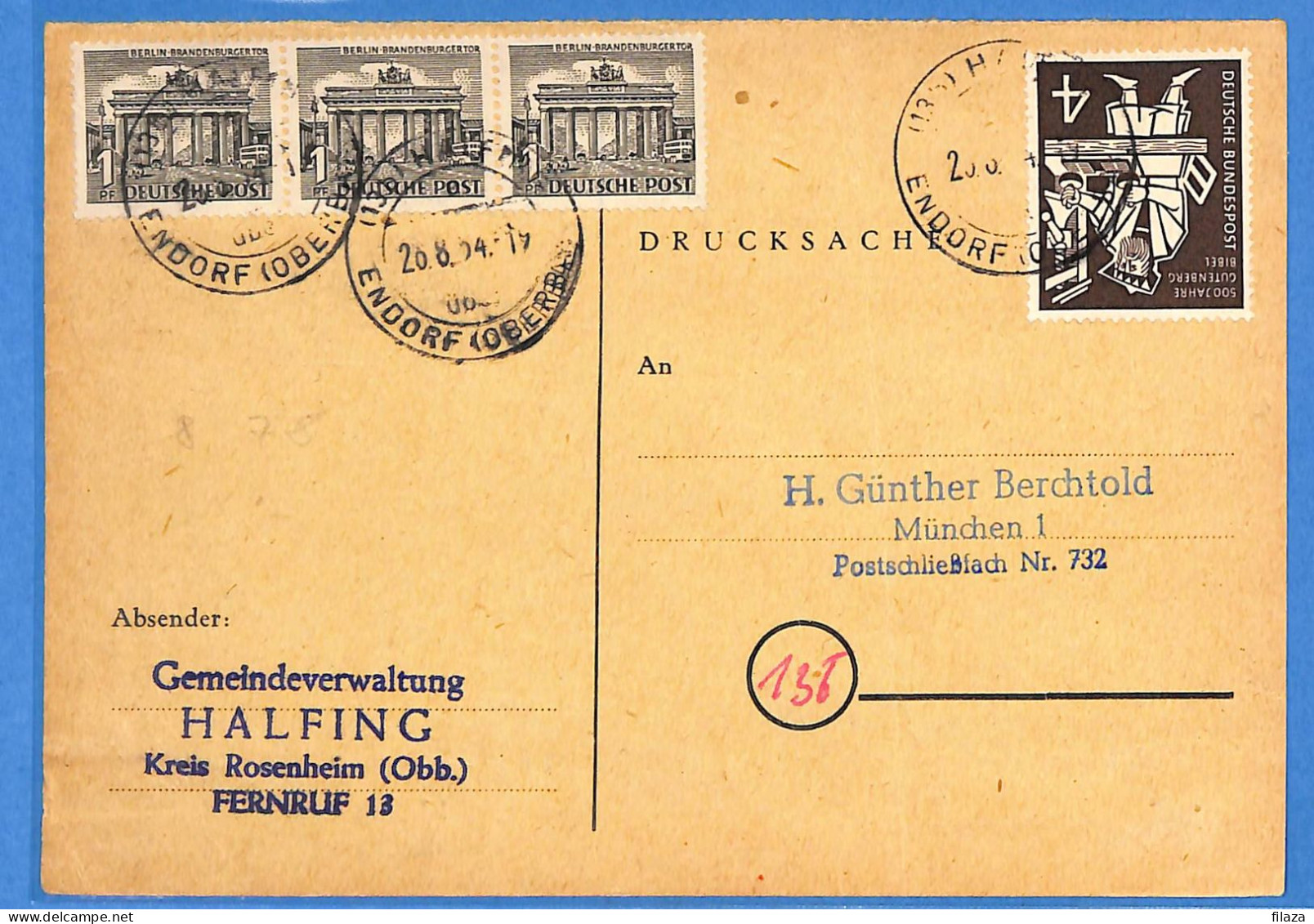 Berlin West 1954 - Carte Postale De Halfing - G33037 - Covers & Documents