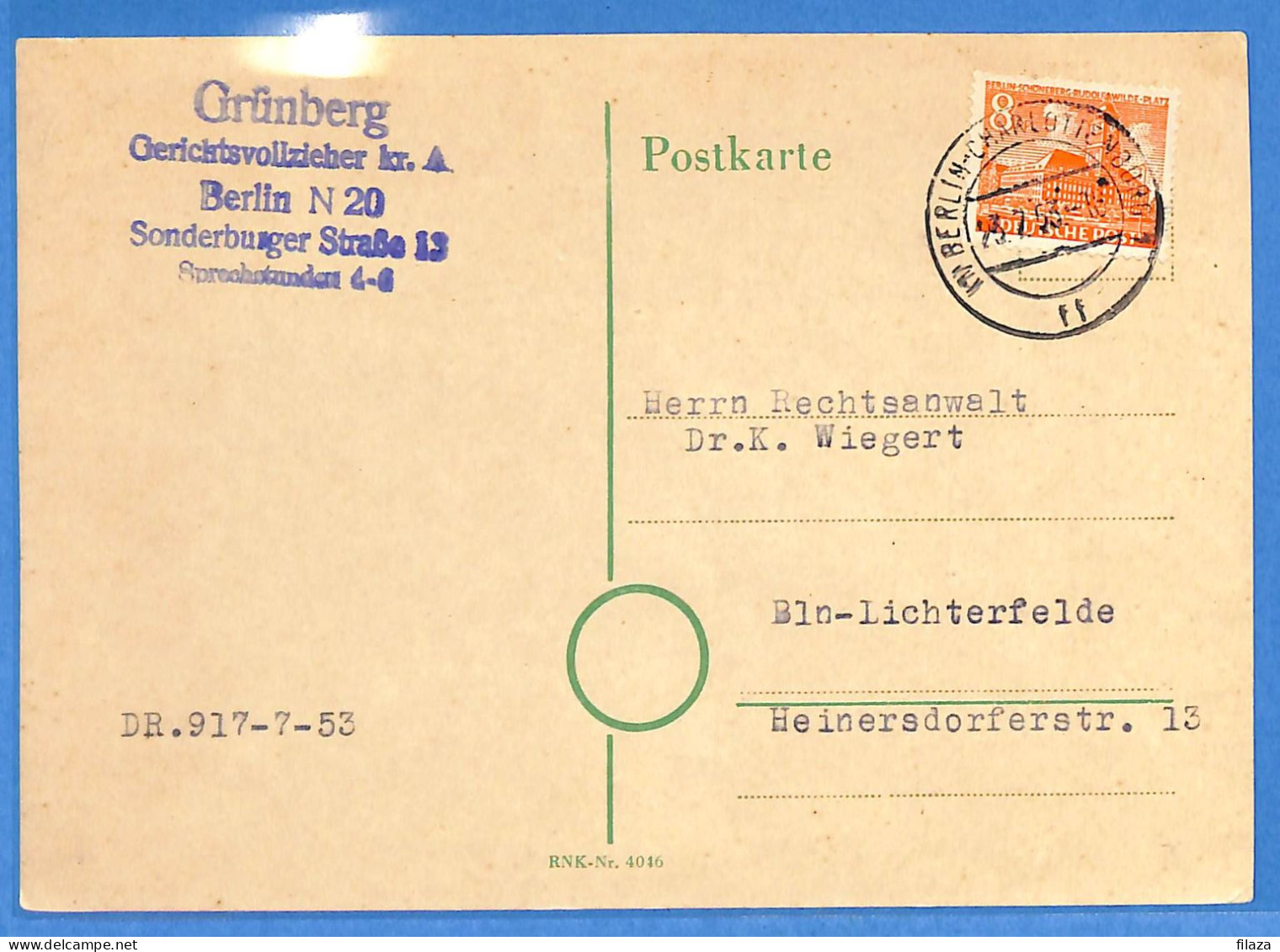Berlin West 1953 - Carte Postale De Berlin - G33029 - Briefe U. Dokumente