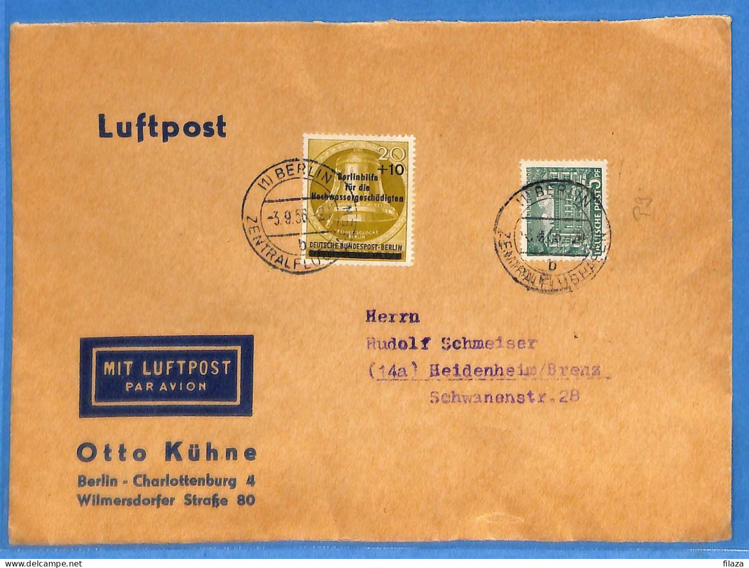 Berlin West 1956 - Lettre Par Avion De Berlin - G33023 - Storia Postale