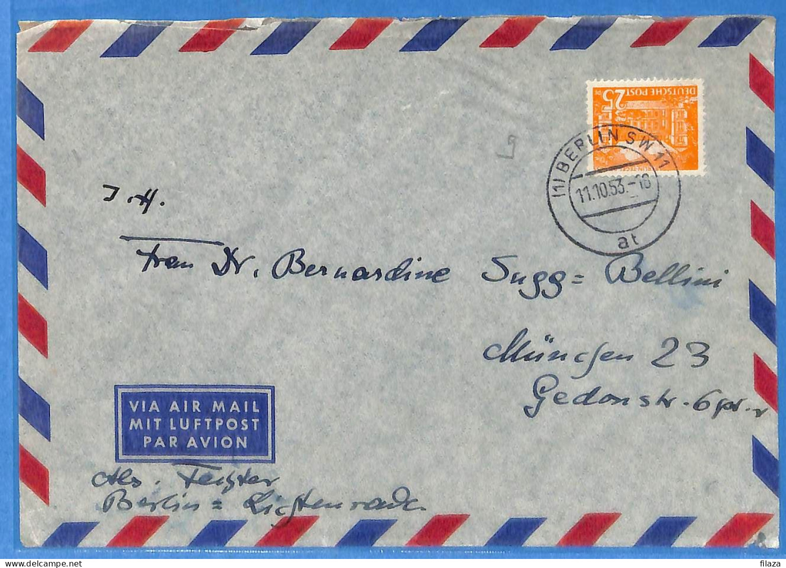 Berlin West 1953 - Lettre Par Avion De Berlin - G33016 - Storia Postale