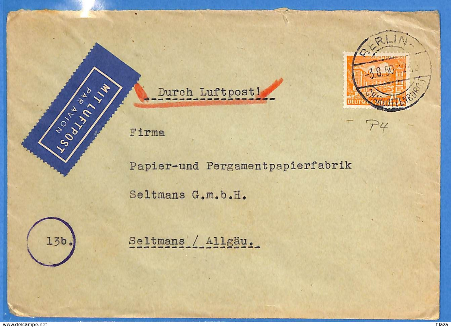 Berlin West 1950 - Lettre Par Avion De Berlin - G33017 - Lettres & Documents